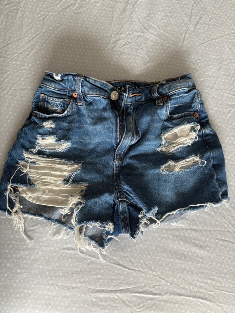 American Eagle Outfitters Distressed Dark Blue Denim Jean Shorts